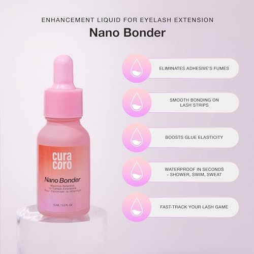 Curacoro Nano Lash Bonder – Super Bonder for Eyelash Extension Glue Accelerator, Water & Oil Proof Lash Sealant, Secures Glue Fumes, Longer Retention & Low Irritation (15ml) Avelisse