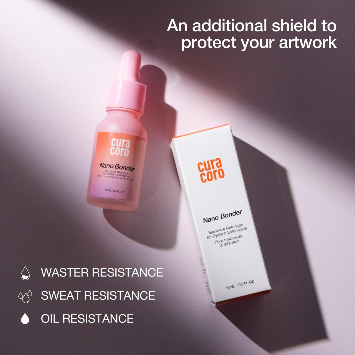 Curacoro Nano Lash Bonder – Super Bonder for Eyelash Extension Glue Accelerator, Water & Oil Proof Lash Sealant, Secures Glue Fumes, Longer Retention & Low Irritation (15ml) Avelisse