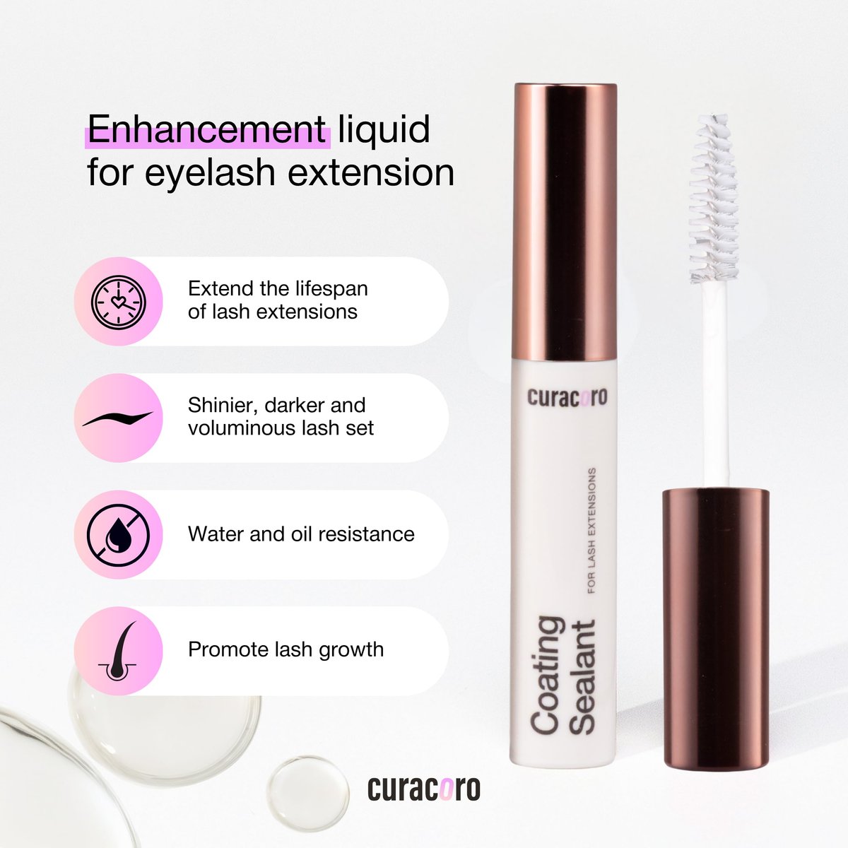 Curacoro 10ML Eyelash Coating Sealant - Professional Protective Topcoat for Long-Lasting Eyelash Extensions, Water-Resistance & Better Retention, Strong, Soft & Silky Lash Extensions Avelisse