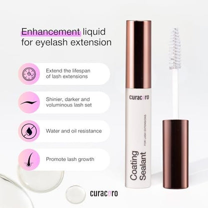 Curacoro 10ML Eyelash Coating Sealant - Professional Protective Topcoat for Long-Lasting Eyelash Extensions, Water-Resistance & Better Retention, Strong, Soft & Silky Lash Extensions Avelisse