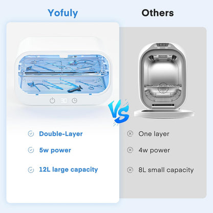 Yofuly 12L Double-Layer Large Sterilizer for Nail Tools - Multi-Functional Cleaning Cabinet for Estheticians, Home Use, Barbers, Beauty Salons & Spas (White) Avelisse