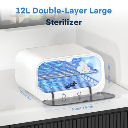 Yofuly 12L Double-Layer Large Sterilizer for Nail Tools - Multi-Functional Cleaning Cabinet for Estheticians, Home Use, Barbers, Beauty Salons & Spas (White) Avelisse