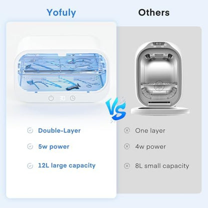 Yofuly 12L Double-Layer Large Sterilizer for Nail Tools - Multi-Functional Cleaning Cabinet for Estheticians, Home Use, Barbers, Beauty Salons & Spas (White) Avelisse