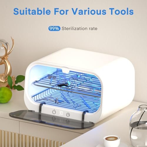 Yofuly 12L Double-Layer Large Sterilizer for Nail Tools - Multi-Functional Cleaning Cabinet for Estheticians, Home Use, Barbers, Beauty Salons & Spas (White) Avelisse