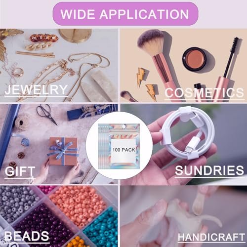 100 PCS Holographic Press on Nail Packaging Bags with White Cards and Transparent Tape - Nail Tip Storage and Display Organizer - görsel 12