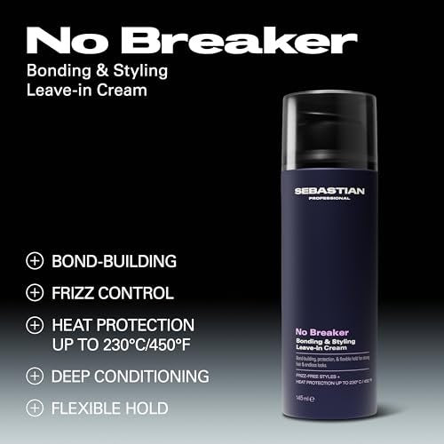 Sebastian Professional No Breaker Bonding & Styling Leave-In Cream - Intense Conditioning with Heat Protection, 72 HR Frizz-Free Flexible Hold, 4.9 fl oz Avelisse