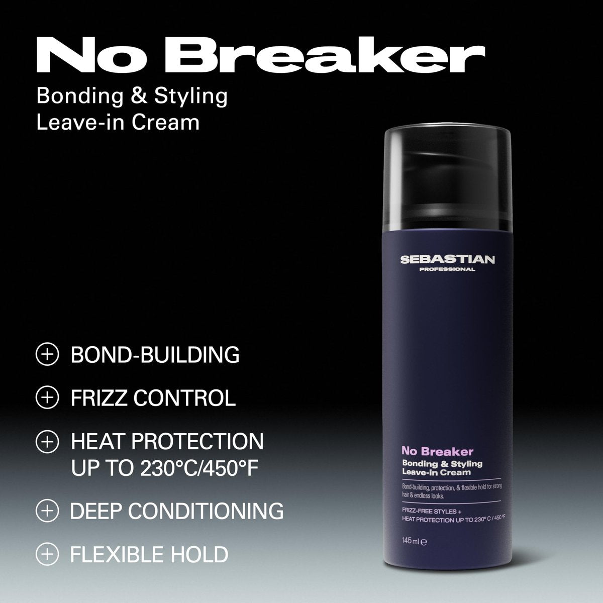 Sebastian Professional No Breaker Bonding & Styling Leave-In Cream - Intense Conditioning with Heat Protection, 72 HR Frizz-Free Flexible Hold, 4.9 fl oz Avelisse