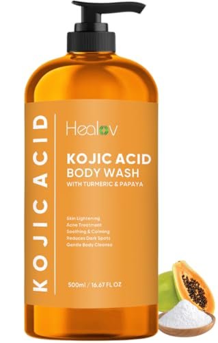 Healov Kojic Acid Soap for Hyperpigmentation – Skin Brightening Body Wash with Papaya & Turmeric – Dark Spot Soap Reduces Acne, Scars, Evens Tone – 16.67 oz - görsel 2
