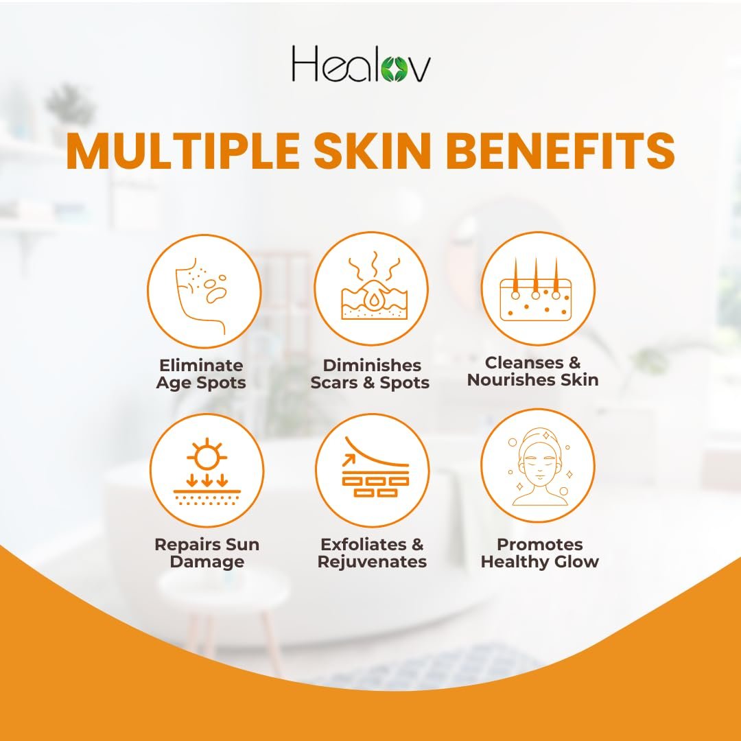 Healov Turmeric Body Wash – Skin Brightening Soap for Dark Spots, Hyperpigmentation – Exfoliating Turmeric Face Wash Reduces Acne, Scars, & Cleanses Skin – Natural Bath Liquid Soap Avelisse