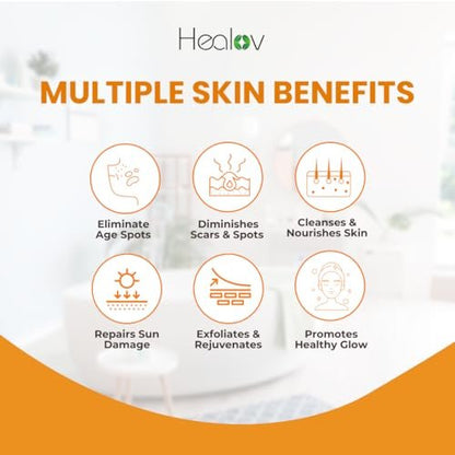 Healov Turmeric Body Wash – Skin Brightening Soap for Dark Spots, Hyperpigmentation – Exfoliating Turmeric Face Wash Reduces Acne, Scars, & Cleanses Skin – Natural Bath Liquid Soap Avelisse