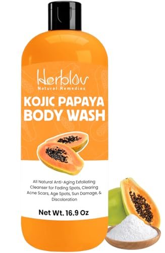Herblov Kojic Acid Soap for Hyperpigmentation – Skin Brightening Kojic Papaya Body Wash – Dark Spot Soap Reduces Acne, Scars, and Evens Skin Tone – Turmeric Body Wash for Brighter Glowing Face, 16.9 Oz - görsel 2
