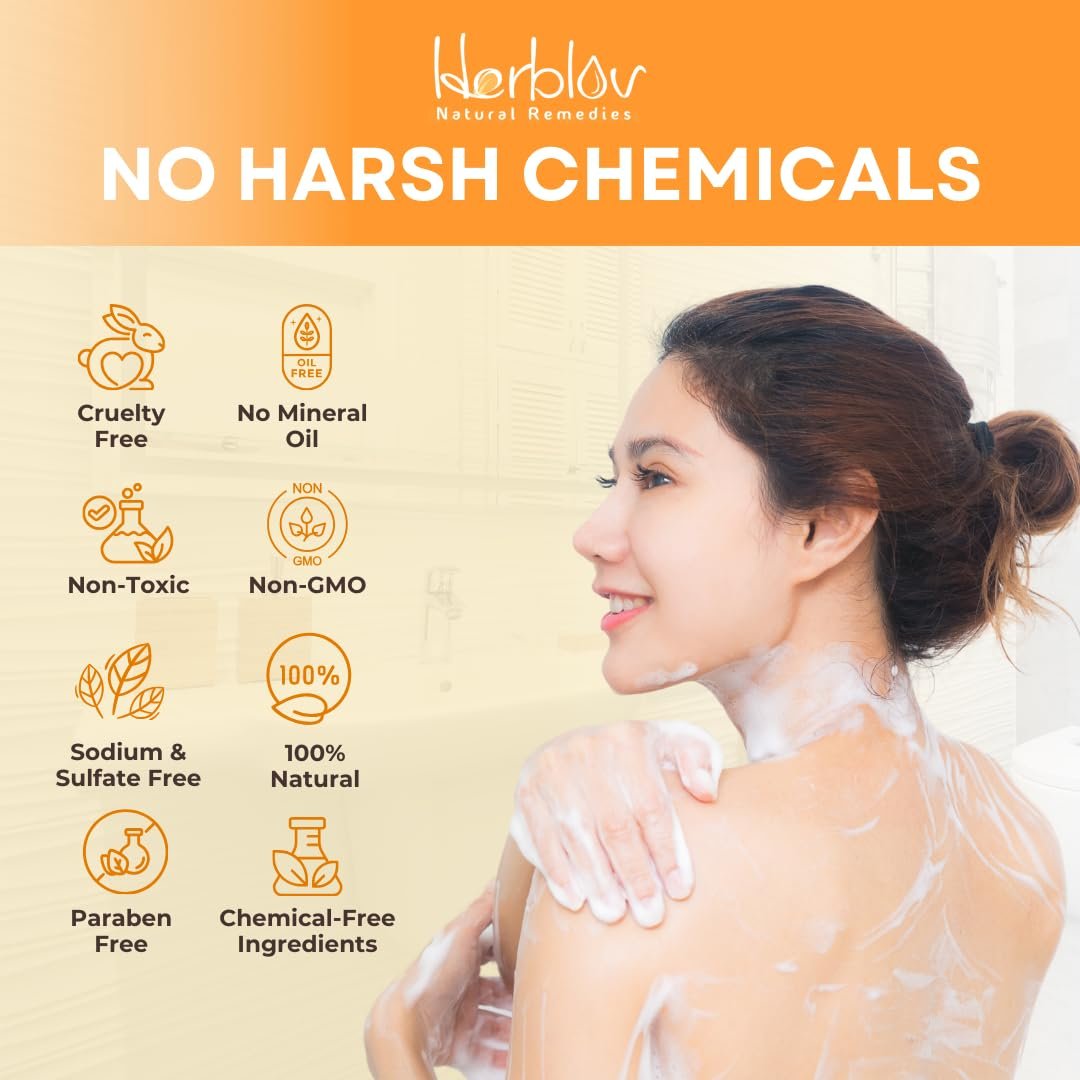 Herblov Kojic Acid Soap for Hyperpigmentation – Skin Brightening Kojic Papaya Body Wash – Dark Spot Soap Reduces Acne, Scars, and Evens Skin Tone – Turmeric Body Wash for Brighter Glowing Face, 16.9 Oz - görsel 11
