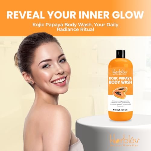 Herblov Kojic Acid Soap for Hyperpigmentation – Skin Brightening Kojic Papaya Body Wash – Dark Spot Soap Reduces Acne, Scars, and Evens Skin Tone – Turmeric Body Wash for Brighter Glowing Face, 16.9 Oz - görsel 8