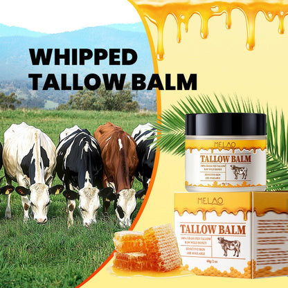 Whipped Beef Tallow and Honey Balm - Grass Fed Grass Finished Face Cream for All Skin Types, All-Natural Moisturizer for Face & Body, 2 OZ