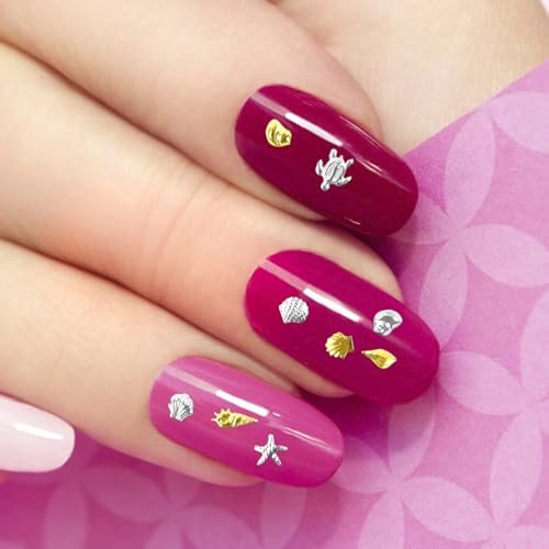2 Disc Ocean Nail Charms - 12 Styles Silver & Gold - Beach Starfish, Sea Seashell - 3D Nail Gems Jewelry for DIY Nail Art - görsel 10
