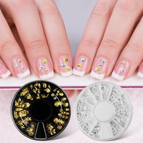 2 Disc Ocean Nail Charms - 12 Styles Silver & Gold - Beach Starfish, Sea Seashell - 3D Nail Gems Jewelry for DIY Nail Art - görsel 6