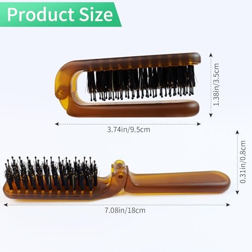 Travel Folding Hair Brush - Portable Pocket Boar Bristle Brush for Men, Women, and Kids - Restore Shine to Thin, Thick, Curly, Straight, Wet, Dry Hair Avelisse