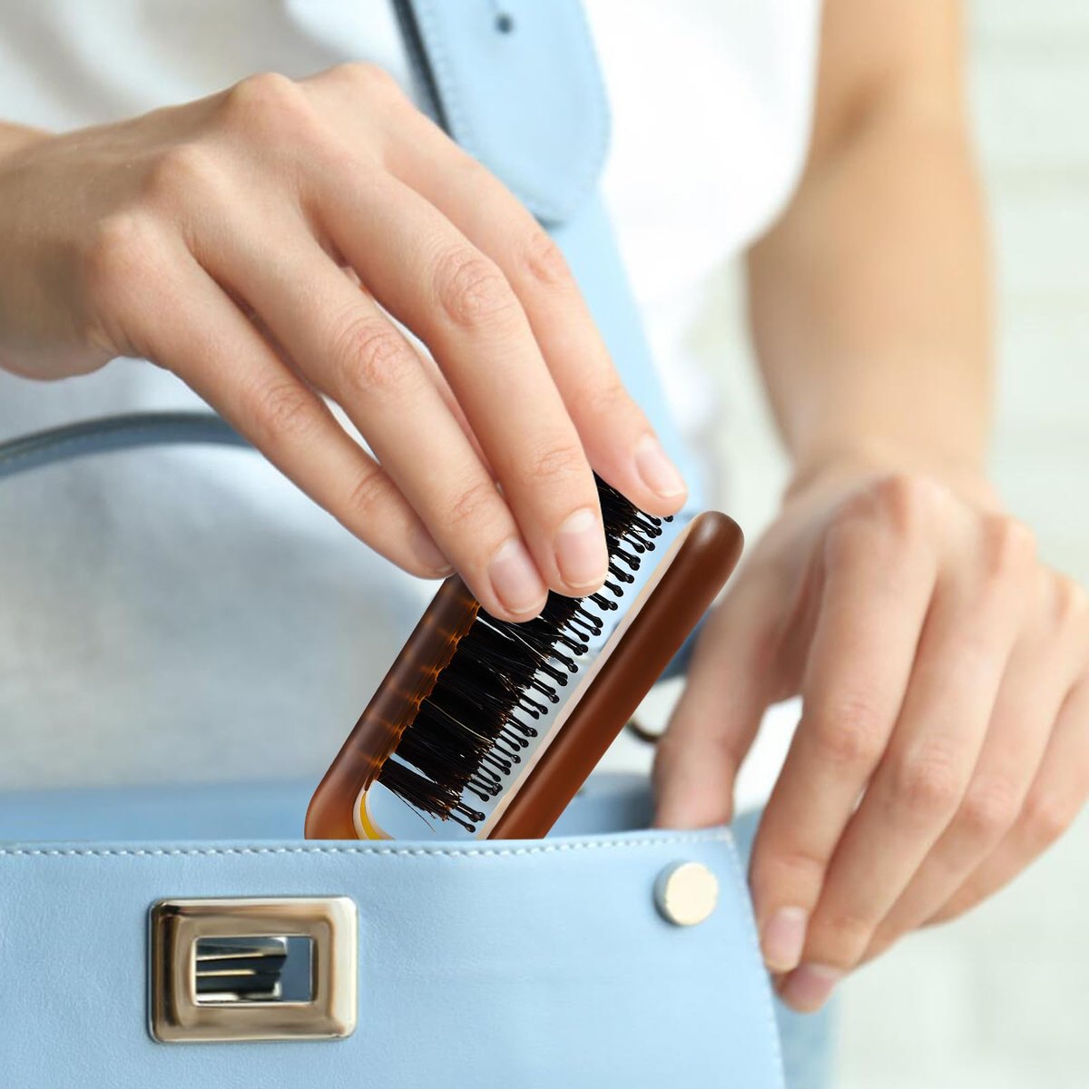 Travel Folding Hair Brush - Portable Pocket Boar Bristle Brush for Men, Women, and Kids - Restore Shine to Thin, Thick, Curly, Straight, Wet, Dry Hair Avelisse
