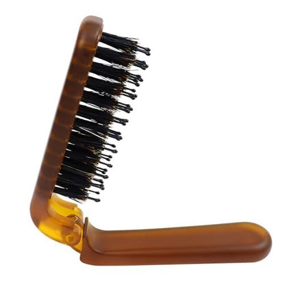 Travel Folding Hair Brush - Portable Pocket Boar Bristle Brush for Men, Women, and Kids - Restore Shine to Thin, Thick, Curly, Straight, Wet, Dry Hair Avelisse