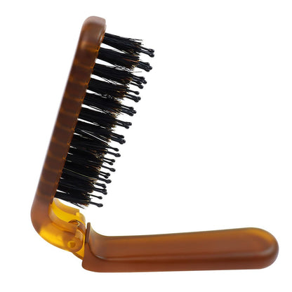 Travel Folding Hair Brush - Portable Pocket Boar Bristle Brush for Men, Women, and Kids - Restore Shine to Thin, Thick, Curly, Straight, Wet, Dry Hair Avelisse