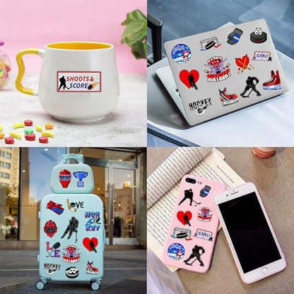 72-Piece Ice Hockey Party Favors Set: Temporary Tattoos (48) & Slap Bracelets (24) for Kids Birthday, Classroom Rewards, Baby Shower Gifts