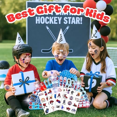 72-Piece Ice Hockey Party Favors Set: Temporary Tattoos (48) & Slap Bracelets (24) for Kids Birthday, Classroom Rewards, Baby Shower Gifts - görsel 8