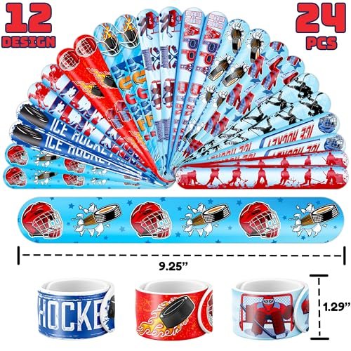 72-Piece Ice Hockey Party Favors Set: Temporary Tattoos (48) & Slap Bracelets (24) for Kids Birthday, Classroom Rewards, Baby Shower Gifts - görsel 6