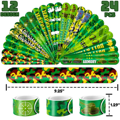 Cherisnowy 72-Piece Military Party Favors Set: Temporary Tattoos & Slap Bracelets for Kids Avelisse
