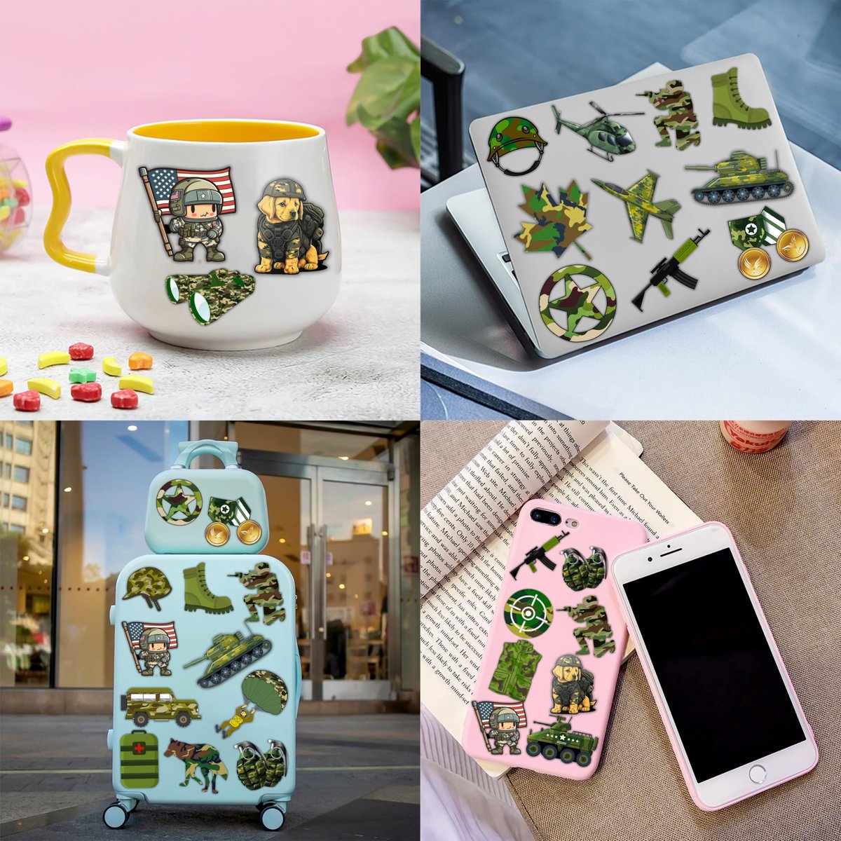 Cherisnowy 72-Piece Military Party Favors Set: Temporary Tattoos & Slap Bracelets for Kids Avelisse