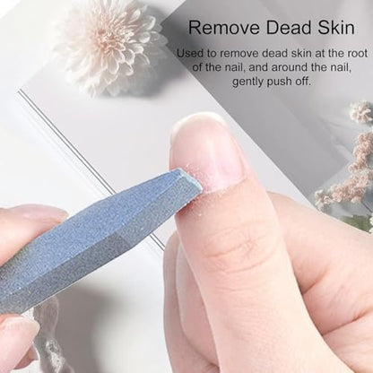 Jaasuee 8-Piece Stone Nail File and Pumice Stone Stick Set - Nail Cuticle Pusher and Buffing Tool for Home and Salon Use