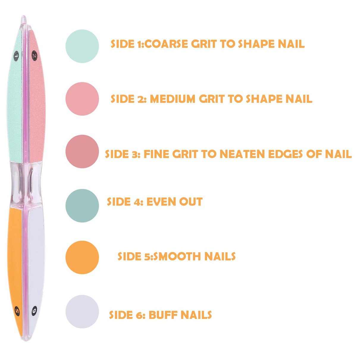 6-Sided Nail File and Buffer – All-in-One Shaping & Polishing Tool for Natural and Acrylic Nails, Gifts for Women - görsel 7