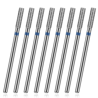 8-Piece 3/32'' Cuticle Clean Drill Bit Set - Diamond Nail Bits for Electric Nail File, Manicure & Pedicure Polishing Kit with Case