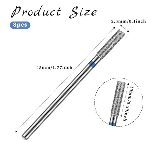 8-Piece 3/32'' Cuticle Clean Drill Bit Set - Diamond Nail Bits for Electric Nail File, Manicure & Pedicure Polishing Kit with Case - görsel 4