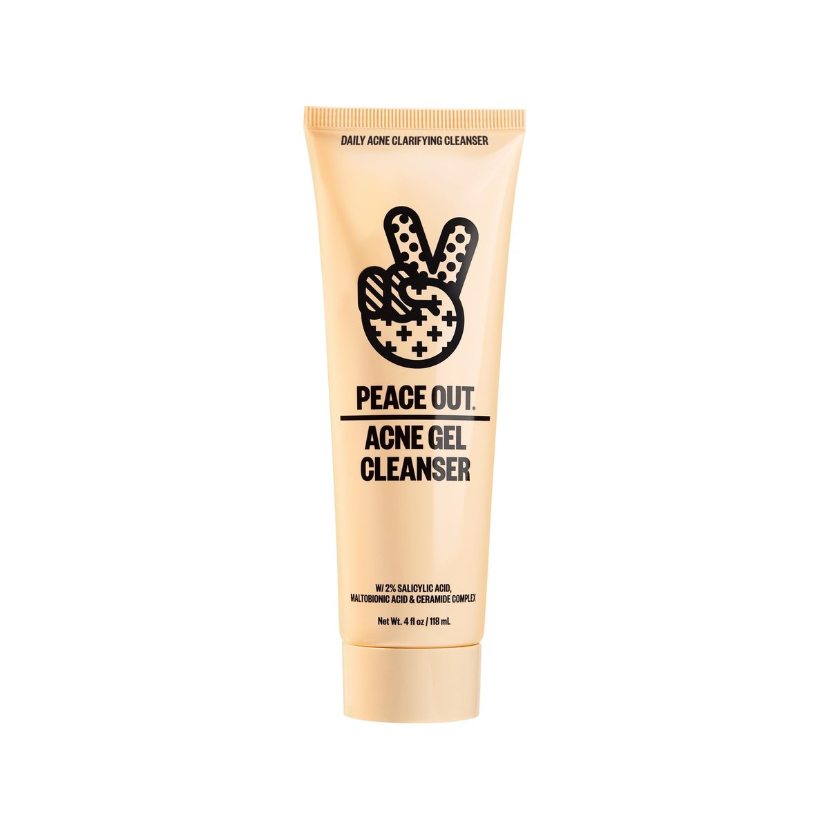 PEACE OUT Acne Gel Cleanser - 2% Salicylic Acid Face Wash for Breakouts, Blemishes & Blackheads, with Ceramides, 4 fl oz Avelisse