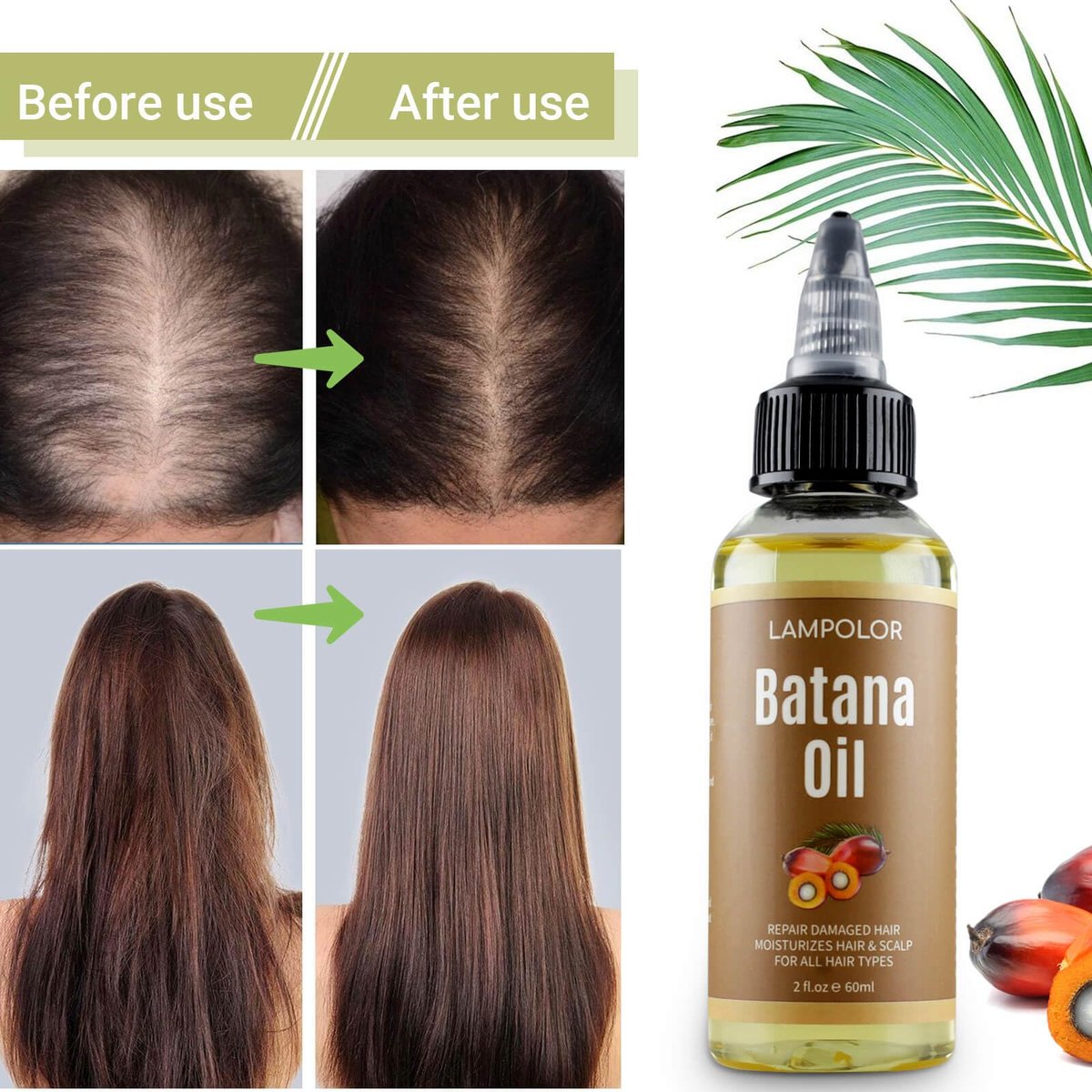 Lampolar RAW Batana Oil for Hair Growth - Dr Sebi Organic Unrefined Batana Oil from Honduras, 100% Pure & Natural, Thicker & Stronger Hair - 2 Fl Oz (60 ml) - 1 Pack - görsel 7