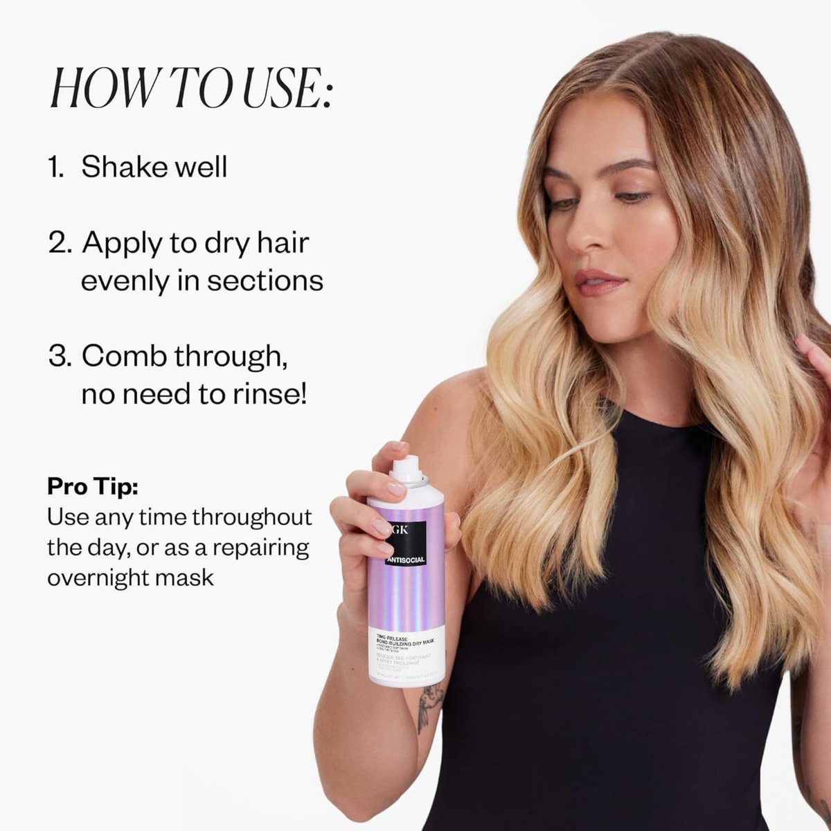 IGK Antisocial Dry Hair Mask – Leave-in Overnight Mask for Dry Hair, Bond-Building Treatment, Hydration & Shine, Repairs & Softens, Safe for Extensions, Full Size + Travel Size Avelisse