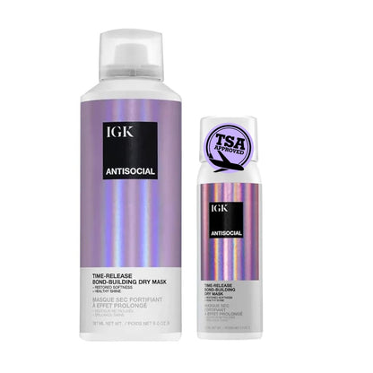 IGK Antisocial Dry Hair Mask – Leave-in Overnight Mask for Dry Hair, Bond-Building Treatment, Hydration & Shine, Repairs & Softens, Safe for Extensions, Full Size + Travel Size Avelisse