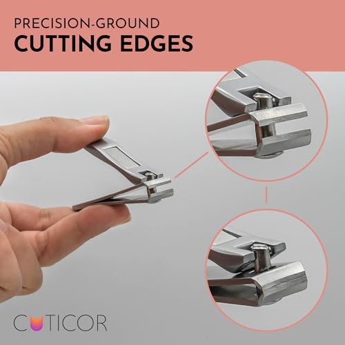 CUTICOR Nail Clipper Set – 2-Pack Stainless Steel Fingernail and Toenail Clippers with Travel Case for Men and Women Avelisse