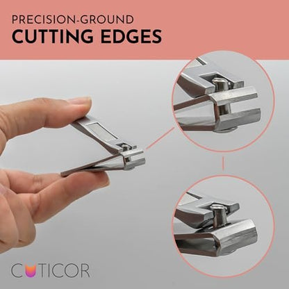 CUTICOR Nail Clipper Set – 2-Pack Stainless Steel Fingernail and Toenail Clippers with Travel Case for Men and Women Avelisse