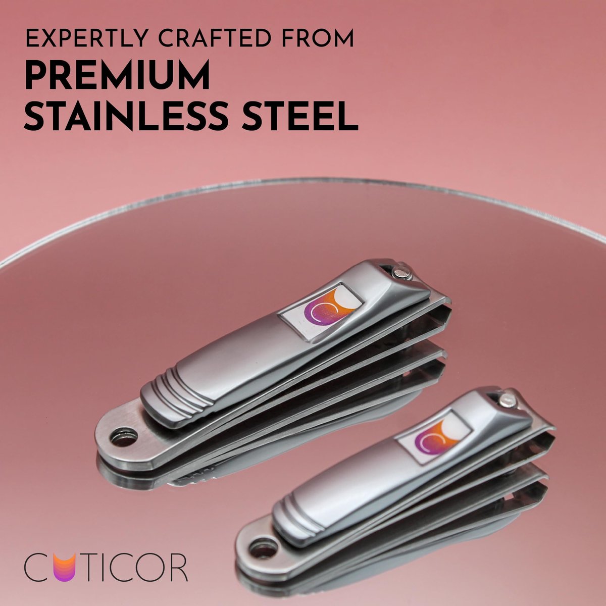 CUTICOR Nail Clipper Set – 2-Pack Stainless Steel Fingernail and Toenail Clippers with Travel Case for Men and Women Avelisse