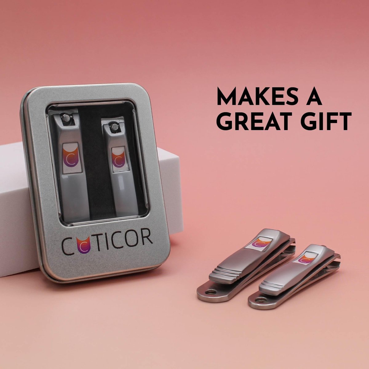 CUTICOR Nail Clipper Set – 2-Pack Stainless Steel Fingernail and Toenail Clippers with Travel Case for Men and Women Avelisse