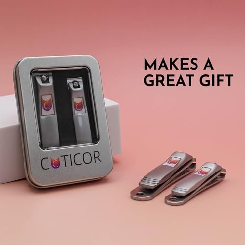 CUTICOR Nail Clipper Set – 2-Pack Stainless Steel Fingernail and Toenail Clippers with Travel Case for Men and Women Avelisse