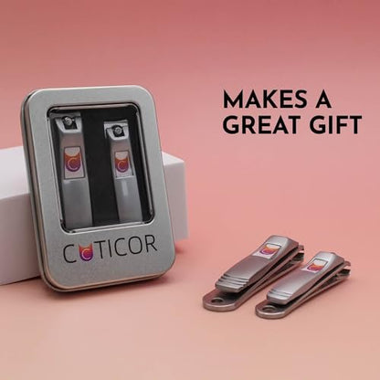CUTICOR Nail Clipper Set – 2-Pack Stainless Steel Fingernail and Toenail Clippers with Travel Case for Men and Women Avelisse