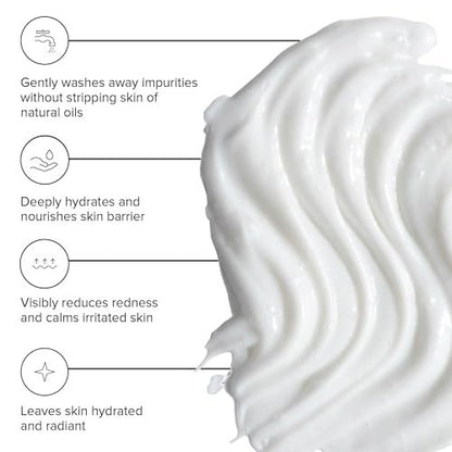 DRMTLGY gOAT Cleanser - Lightweight Moisturizing Face Wash for Sensitive Skin with Oat, Hyaluronic Acid & Aloe Extract, Fragrance Free Gentle Facial Cleansing Milk, 5.75 oz