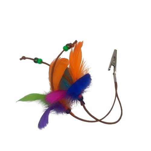 Handmade Multicolored Feather Roach Clip with Leather Cord – Unique Hair Clip