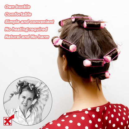 MAQIHAN 40PCS Foam Hair Rollers - 0.98 Inch Sponge Rollers for Heatless Curls, Soft Sleeping Curlers for Short/Long Hair, Small Sponge Curlers for Overnight Use - Pink