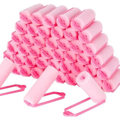 MAQIHAN 40PCS Foam Hair Rollers - 0.98 Inch Sponge Rollers for Heatless Curls, Soft Sleeping Curlers for Short/Long Hair, Small Sponge Curlers for Overnight Use - Pink