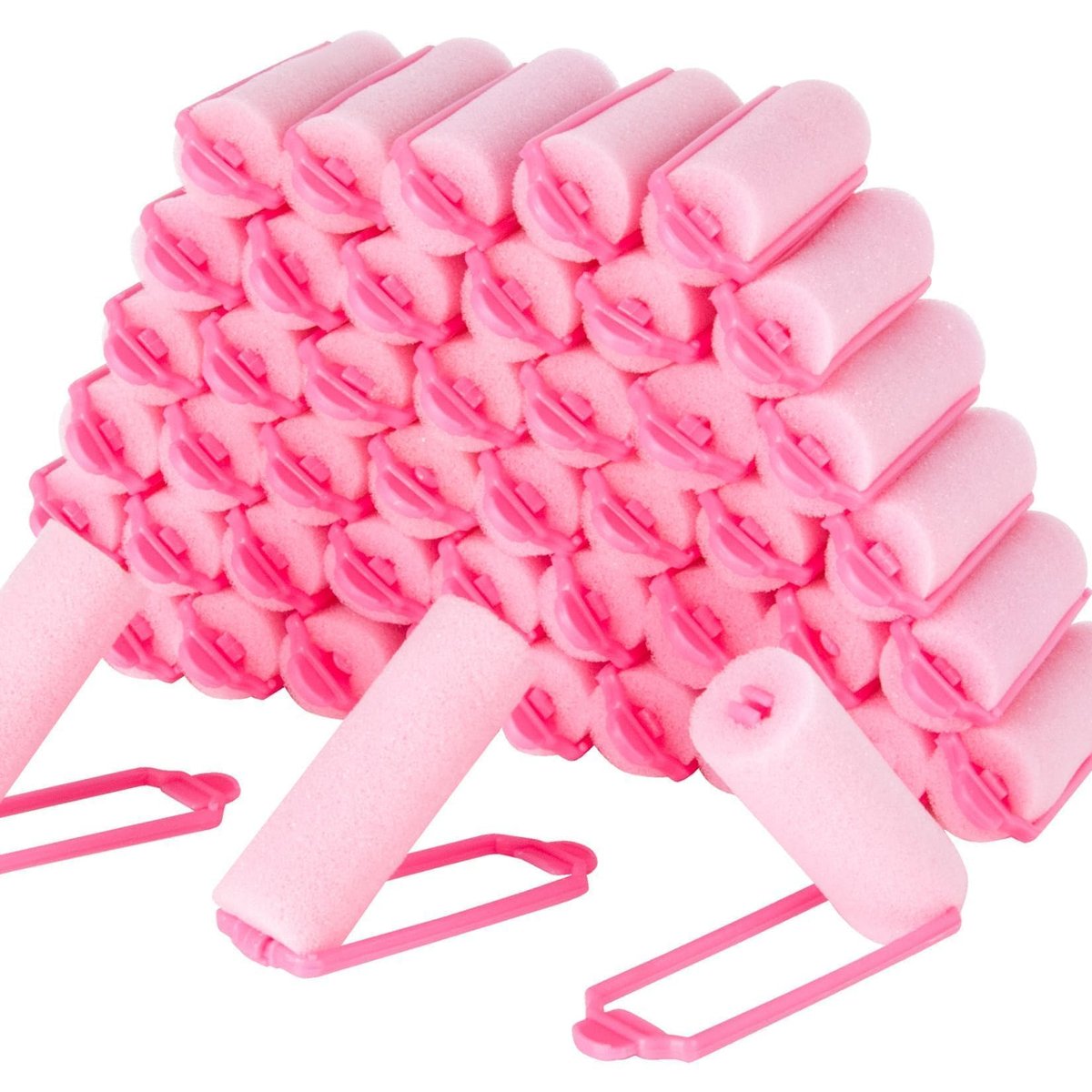 MAQIHAN 40PCS Foam Hair Rollers - 0.98 Inch Sponge Rollers for Heatless Curls, Soft Sleeping Curlers for Short/Long Hair, Small Sponge Curlers for Overnight Use - Pink - görsel 1