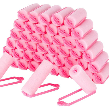 MAQIHAN 40PCS Foam Hair Rollers - 0.98 Inch Sponge Rollers for Heatless Curls, Soft Sleeping Curlers for Short/Long Hair, Small Sponge Curlers for Overnight Use - Pink