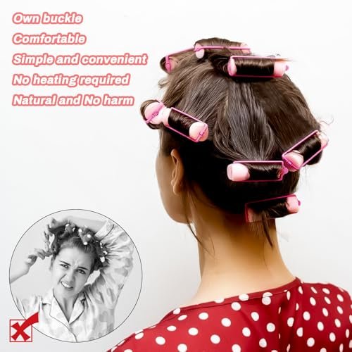 MAQIHAN 40PCS Foam Hair Rollers - 0.98 Inch Sponge Rollers for Heatless Curls, Soft Sleeping Curlers for Short/Long Hair, Small Sponge Curlers for Overnight Use - Pink - görsel 6